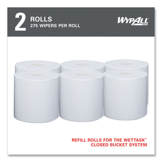 WypAll® Power Clean Wipers for Solvents WetTask Customizable Wet Wiping System, Wipers Only, 9 x 15, White, 275/Roll, 2 Rolls/Carton (KCC06006)