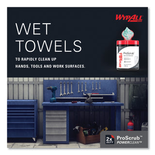 WypAll® Power Clean ProScrub Pre-Saturated Wipes, 12 x 9.5, Citrus Scent, Green/White, 50/Canister, 8 Canisters/Carton (58310KIM)