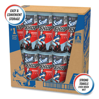 Scott® Shop Towels, Standard Roll, 1-Ply, 9.4 x 11, Blue, 55/Roll, 30 Rolls/Carton (KCC75130)