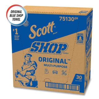 Scott® Shop Towels, Standard Roll, 1-Ply, 9.4 x 11, Blue, 55/Roll, 30 Rolls/Carton (KCC75130)