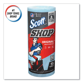 Scott® Shop Towels, Standard Roll, 1-Ply, 9.4 x 11, Blue, 55/Roll, 30 Rolls/Carton (KCC75130)