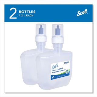 Scott® Essential Green Certified Foam Skin Cleanser, Unscented, 1,200 mL, 2/Carton (KCC91591)