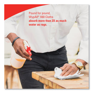 WypAll® General Clean X60 Cloths, 12.5 x 16.8, White, 236/Carton (KCC54015)