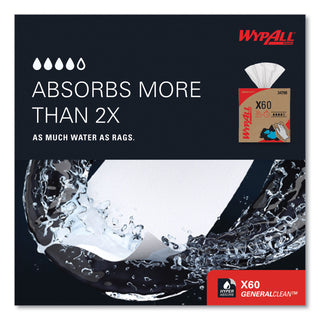 WypAll® General Clean X60 Cloths, POP-UP Box, 8.34 x 16.8, White, 118/Box (KCC34790BX) (KIM34790)