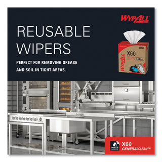 WypAll® General Clean X60 Cloths, POP-UP Box, 8.34 x 16.8, White, 118/Box (KCC34790BX) (KIM34790)