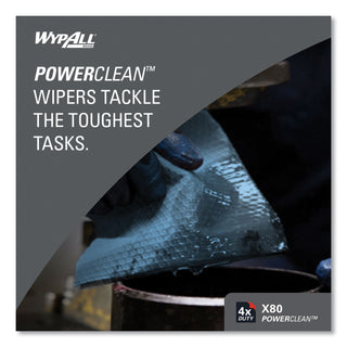 WypAll® Power Clean X80 Heavy Duty Cloths, Jumbo Roll, 12.4 x 12.2, Blue, 475/Roll (41043KIM)