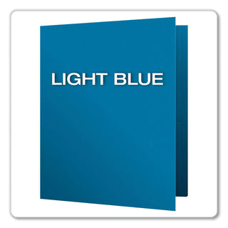 Oxford™ Twin-Pocket Folder, Embossed Leather Grain Paper, Light Blue, 25/Box (ESS57501)
