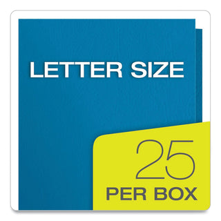Oxford™ Twin-Pocket Folder, Embossed Leather Grain Paper, Light Blue, 25/Box (ESS57501)