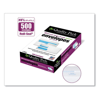Quality Park™ Double Window Redi-Seal Security-Tinted Envelope, #8 5/8, Commercial Flap, Redi-Seal Closure, 3.63 x 8.63, White, 500/Box (QUA24539)
