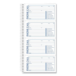 TOPS™ Spiralbound Message Book, Two-Part Carbonless, 2.75 x 5, 4/Page, 400 Forms (TOP4003)