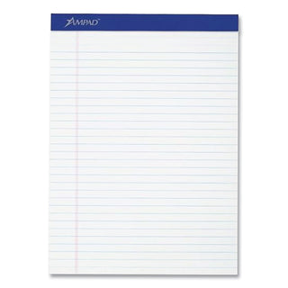 Ampad® Perforated Writing Pads, Wide/Legal Rule, 50 White 8.5 x 11.75 Sheets, Dozen (AMP20320)