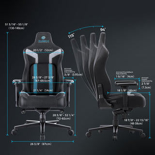 Eureka Ergonomic® Python II Ergonomic Chair, Supports up to 300 lb, 18.88" to 22.83" Seat Height, Black Fabric Seat, Black/Blue Fabric Back (EKAGC08BU)