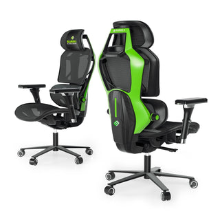 Eureka Ergonomic® Typhon Hybrid Chair, Supports Up to 220 lb, 18.5" to 22.05" Seat Height, Black Mesh Seat, Black/Green Mesh Back, Black Base (EKAGC05G)