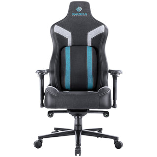 Eureka Ergonomic® Python II Ergonomic Chair, Supports up to 300 lb, 18.88" to 22.83" Seat Height, Black Fabric Seat, Black/Blue Fabric Back (EKAGC08BU)
