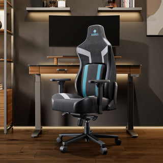 Eureka Ergonomic® Python II Ergonomic Chair, Supports up to 300 lb, 18.88" to 22.83" Seat Height, Black Fabric Seat, Black/Blue Fabric Back (EKAGC08BU)