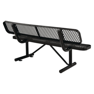 Global Industrial® Expanded Steel Bench With Back, 72 x 24 x 33, Black (GBE277154BK)