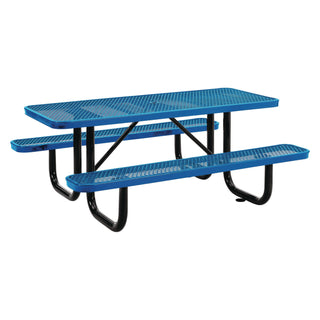 Global Industrial® Expanded Steel Picnic Table, Rectangular, 72 x 62 x 29.5, Blue Top, Blue Base/Legs (GBE277152BL)