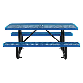 Global Industrial® Expanded Steel Picnic Table, Rectangular, 72 x 62 x 29.5, Blue Top, Blue Base/Legs (GBE277152BL)