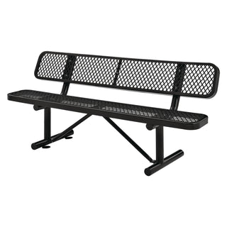 Global Industrial® Expanded Steel Bench With Back, 72 x 24 x 33, Black (GBE277154BK)