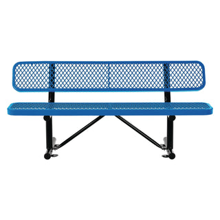 Global Industrial® Expanded Steel Bench With Back, 72 x 24 x 33, Blue (GBE277154BL)