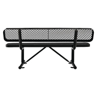 Global Industrial® Expanded Steel Bench With Back, 72 x 24 x 33, Black (GBE277154BK)
