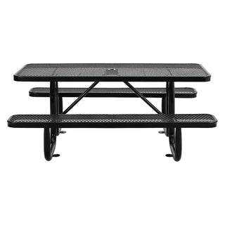 Global Industrial® Expanded Steel Picnic Table, Rectangular, 72 x 62 x 29.5, Black Top, Black Base/Legs (GBE277152BK)