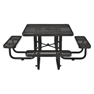 Global Industrial® Expanded Steel Picnic Table, Square, 81 x 81 x 29.5, Black Top, Black Base/Legs (GBE277151BK)