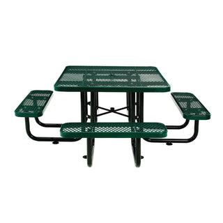 Global Industrial® Expanded Steel Picnic Table, Square, 81 x 81 x 29.5, Green Top, Green Base/Legs (GBE277151GN)