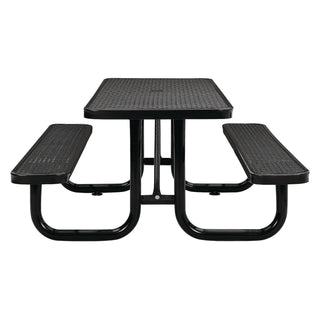 Global Industrial® Expanded Steel Picnic Table, Rectangular, 72 x 62 x 29.5, Black Top, Black Base/Legs (GBE277152BK)
