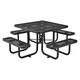 Global Industrial® Expanded Steel Picnic Table, Square, 81 x 81 x 29.5, Black Top, Black Base/Legs (GBE277151BK)