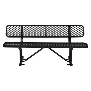 Global Industrial® Expanded Steel Bench With Back, 72 x 24 x 33, Black (GBE277154BK)