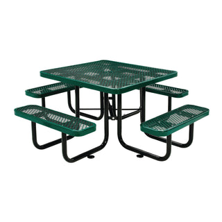 Global Industrial® Expanded Steel Picnic Table, Square, 81 x 81 x 29.5, Green Top, Green Base/Legs (GBE277151GN)