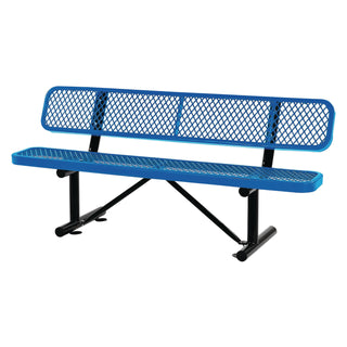 Global Industrial® Expanded Steel Bench With Back, 72 x 24 x 33, Blue (GBE277154BL)