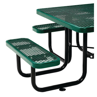 Global Industrial® Expanded Steel Picnic Table, Square, 81 x 81 x 29.5, Green Top, Green Base/Legs (GBE277151GN)