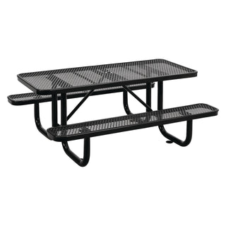 Global Industrial® Expanded Steel Picnic Table, Rectangular, 72 x 62 x 29.5, Black Top, Black Base/Legs (GBE277152BK)