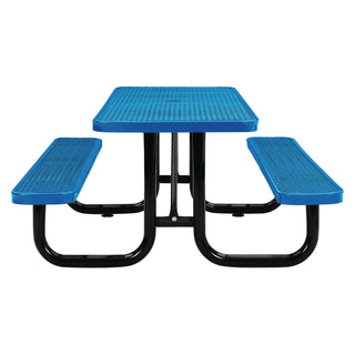 Global Industrial® Expanded Steel Picnic Table, Rectangular, 72 x 62 x 29.5, Blue Top, Blue Base/Legs (GBE277152BL)