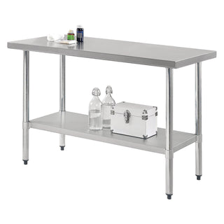 Global Industrial® Work Table with Undershelf, Rectangular, 48 x 24 x 35, Silver Top, Silver Base/Legs (GBE319055)