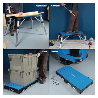 Global Industrial® 4-in-1 Portable Workbench with Power Strip, 300 to 500 lbs, 38.56 to 53 x 19.86 to 32.28 x 3.56 to 30.5 (GBE493680)