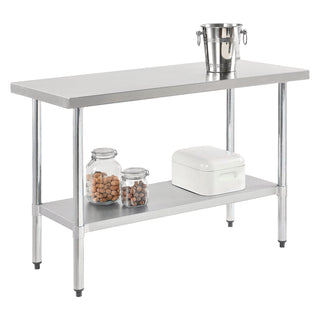 Global Industrial® Work Table with Undershelf, Rectangular, 48 x 24 x 35, Silver Top, Silver Base/Legs (GBE319055)