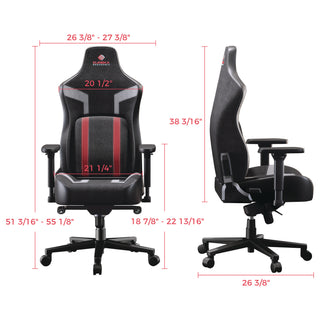 Eureka Ergonomic® Python II Ergonomic Chair, Supports up to 300 lb, 18.88" to 22.83" Seat Height, Black Fabric Seat, Black/Red Fabric Back (EKAGC08R)