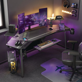 Eureka Ergonomic® Aero Gaming Desk, 72.06" x 23.63" x 38", Black (EKAE70B)