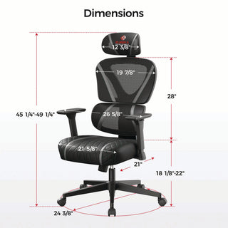 Eureka Ergonomic® Norn Ergonomic Chair, Supports Up to 275 lb, 18.11" to 22.04" Seat Height, Black/Gray Mesh Seat/Back, Black Base (EKAGC06GY)