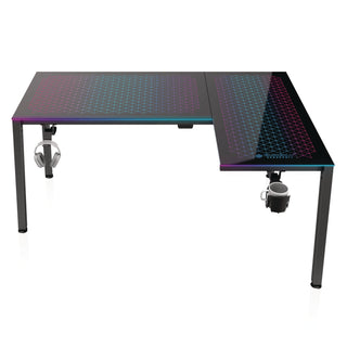 Eureka Ergonomic® RGB LED Lights Glass Gaming Desk, 60" x 40.25" x 30", Black (EKAL60RB)