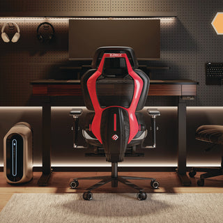 Eureka Ergonomic® Typhon Hybrid Chair, Supports Up to 220 lb, 18.5" to 22.05" Seat Height, Black Mesh Seat, Black/Red Mesh Back, Black Base (EKAGC05R)