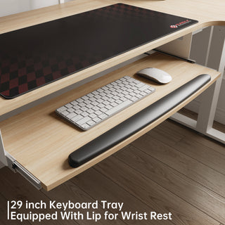 Eureka Ergonomic® L-Shaped Standing Desk with Keyboard Tray, Right Desk, 61.25" x 43.25" x 34.38" to 52.88", Maple White/White (EKAL60RMW)