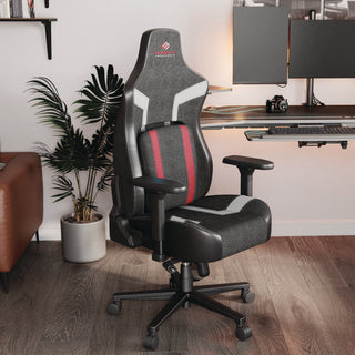 Eureka Ergonomic® Python II Ergonomic Chair, Supports up to 300 lb, 18.88" to 22.83" Seat Height, Black Fabric Seat, Black/Red Fabric Back (EKAGC08R)