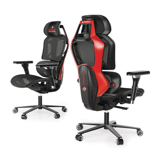 Eureka Ergonomic® Typhon Hybrid Chair, Supports Up to 220 lb, 18.5" to 22.05" Seat Height, Black Mesh Seat, Black/Red Mesh Back, Black Base (EKAGC05R)