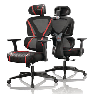 Eureka Ergonomic® Norn Ergonomic Chair, Supports Up to 275 lb, 18.11" to 22.04" Seat Height, Black/Red Mesh Seat/Back, Black Base (EKAGC06R)