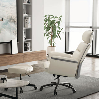 Eureka Ergonomic® Royal Executive Office Chair, Support up to 300 lb, 19.46"-22.26" Seat Height, White PU Leather Seat, White Faux Leather Back (EKAOC003OW)