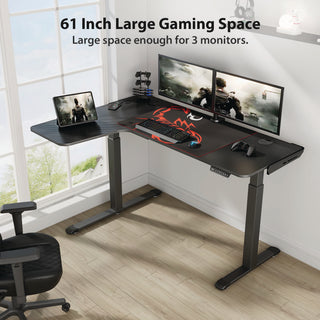 Eureka Ergonomic® L-Shaped Standing Desk, Left Desk, 60" x 43.69" x 29.88" to 48.38", Black (EKA01874)